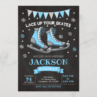 Eis Skaten Birthday Invitation / Junge / Blauer Gr Einladung
