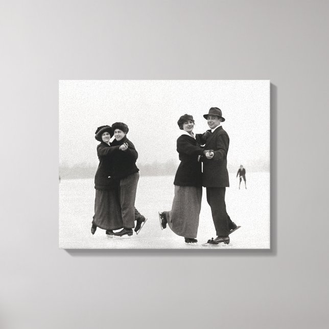 Eis-Skaten Couples, 1915 Leinwanddruck (Vorderseite)