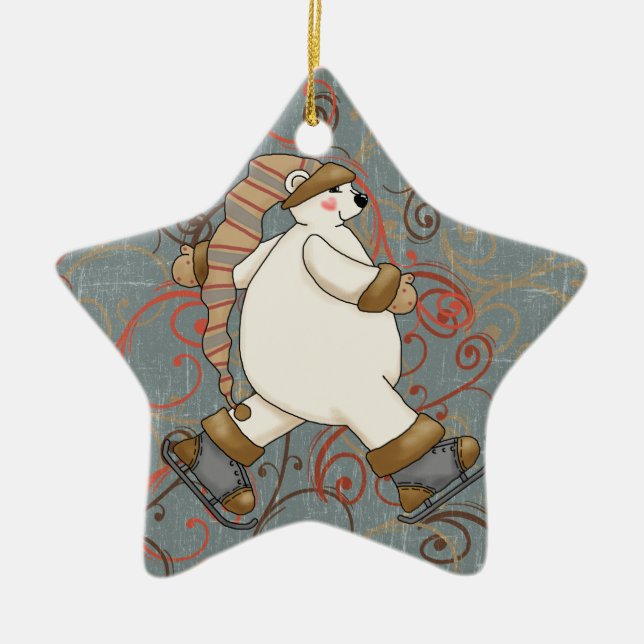 Eis Skaten Eisbär Keramik Ornament (Vorne)