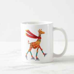 Eis-Skaten-Giraffe mit Schal Tasse