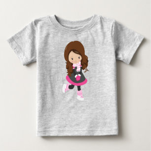 Eis Skaten Girl, Niedlich Girl, Braunhaar, Scarf Baby T-shirt
