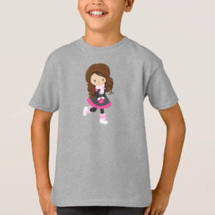 Eis Skaten Girl, Niedlich Girl, Braunhaar, Scarf T-Shirt