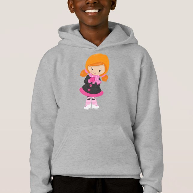 Eis Skaten Girl, Niedlich Girl, Orangenhaar, Scarf Hoodie (Vorderseite)
