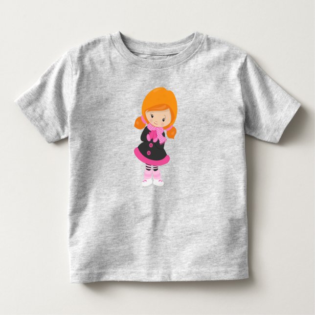 Eis Skaten Girl, Niedlich Girl, Orangenhaar, Scarf Kleinkind T-shirt (Vorderseite)