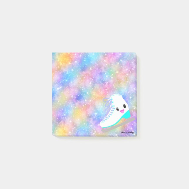 Eis Skaten Kawaii Regenbogen Gradient Galaxy Stars Post-it Klebezettel (Vorderseite)