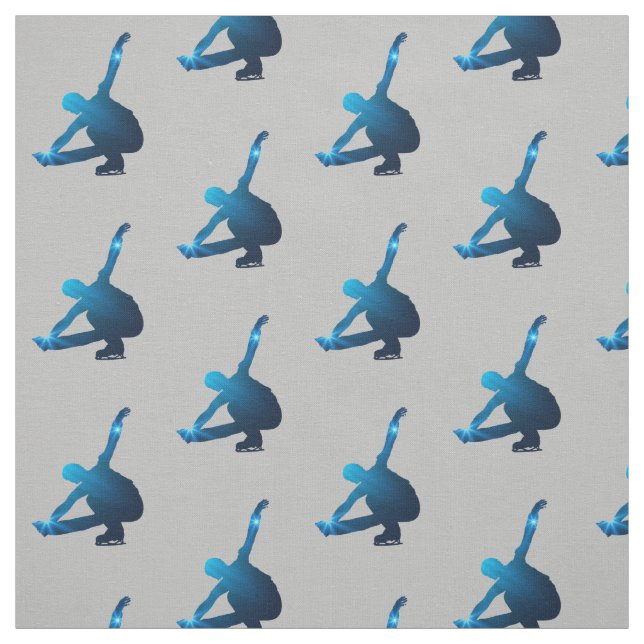 Eis Skaten - Männlicher Skater blauer Stern Stoff (Muster)