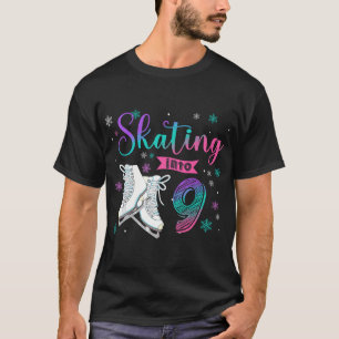 Eis Skaten Rolling 9. Geburtstagsparty Girl Family T-Shirt