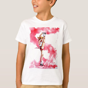 Eis-Skaten rote Streifen-Zahl Skater T-Shirt