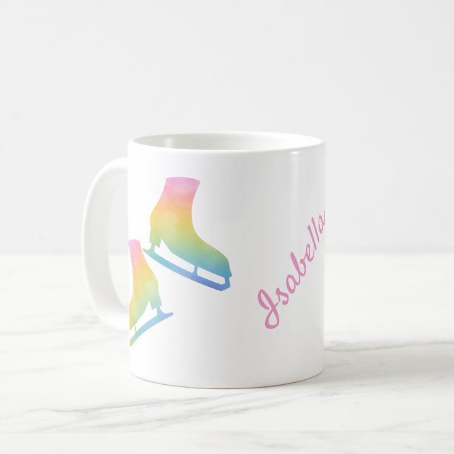 Eis-Skaten Tasse Figur Skate Paar Regenbogen (Vorderseite Links)