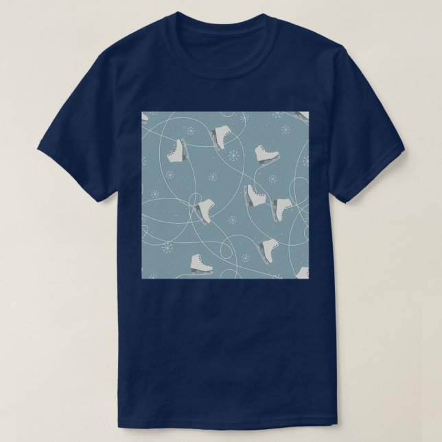 Eis Skaten und Schneeflocken Muster Winter in Wond T-Shirt (Design vorne)