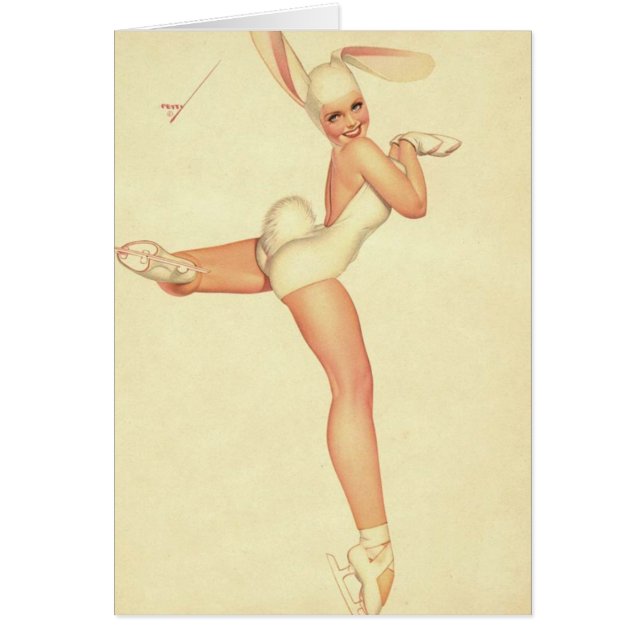 Eis-Skaten Vintager Pinup in Rabbit Kostüm (Vorne)