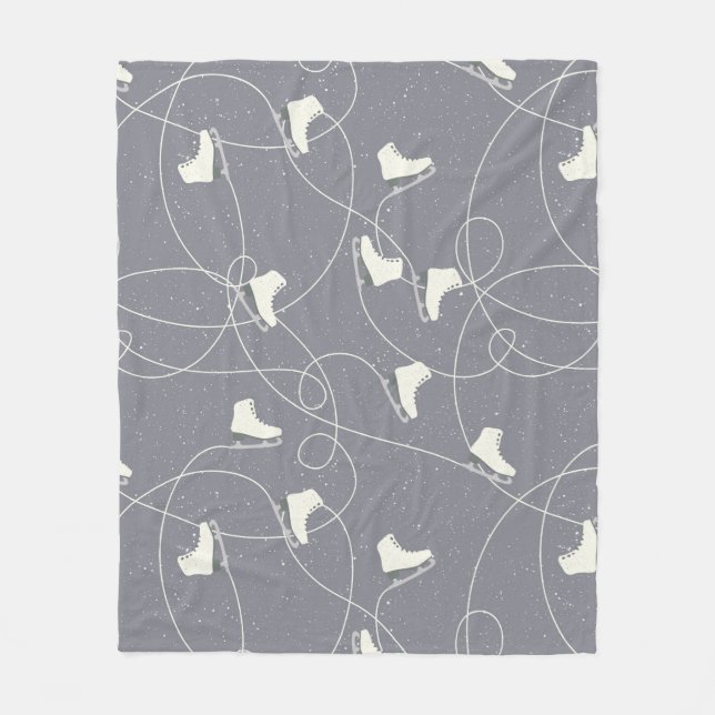 Eis Skaten zeigt Markierungen Graues weißes Muster Fleecedecke (Vorderseite)