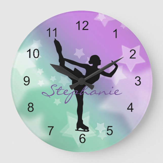 Eis-Skater-Wandleuchte Große Wanduhr (Vorderseite)