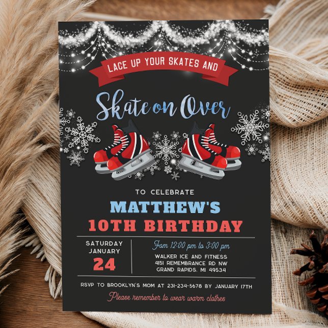 Eis-Skating-Geburtstags-Einladung für Jungen Einladung (Boy Ice Skating Birthday Invitation)