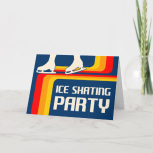 Eis-Skating-Party-Einladung mit Retro-Streifen Einladung