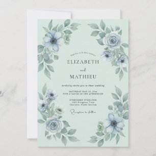 Eis-Stahl-Anemone Hochzeit Einladung