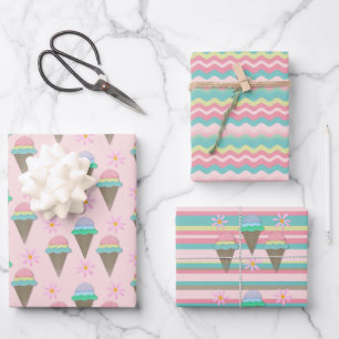 Eis- und Daisy-Wrapping-Papier Geschenkpapier Set