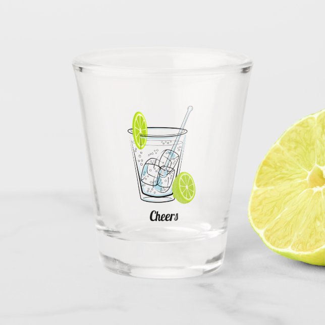 Eis und eine Scheibe Schnapsglas (Vorderseite)