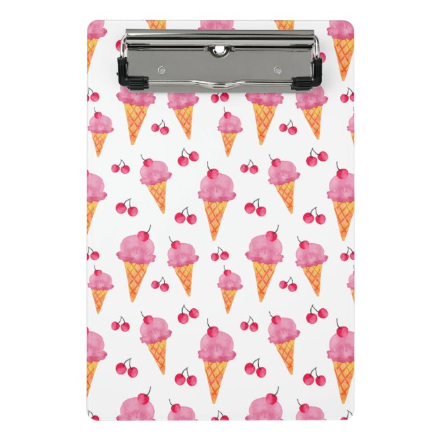 Eis und Kirschen Mini Klemmbrett (Vorderseite)