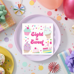 Eis und Kuchen Acht ist süß 8. Geburtstag Serviette
