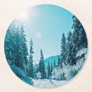 Eis und Schnee Altai Nature Reserve, Russland Runder Pappuntersetzer