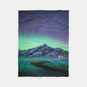 Eis und Schnee Aurora Borealis Milky Way Island Fleecedecke