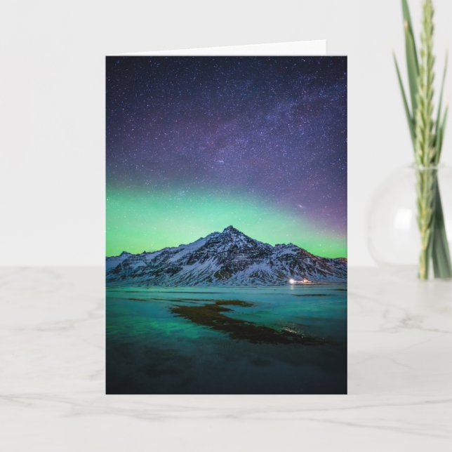 Eis und Schnee | Aurora Borealis Milky Way Island Karte (Vorderseite)