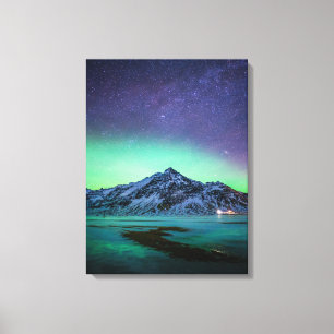 Eis und Schnee   Aurora Borealis Milky Way Island Leinwanddruck
