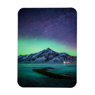 Eis und Schnee   Aurora Borealis Milky Way Island Magnet