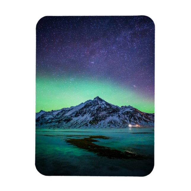Eis und Schnee | Aurora Borealis Milky Way Island Magnet (Vertikal)