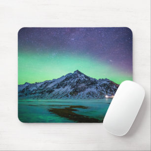 Eis und Schnee   Aurora Borealis Milky Way Island Mousepad