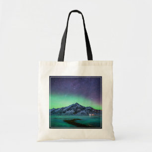 Eis und Schnee   Aurora Borealis Milky Way Island Tragetasche