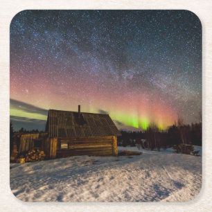 Eis und Schnee Aurora Polaris Murmansk, Island Rechteckiger Pappuntersetzer