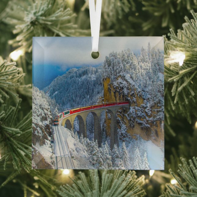 Eis und Schnee | Bernina Express, Schweiz Ornament Aus Glas (Insitu)