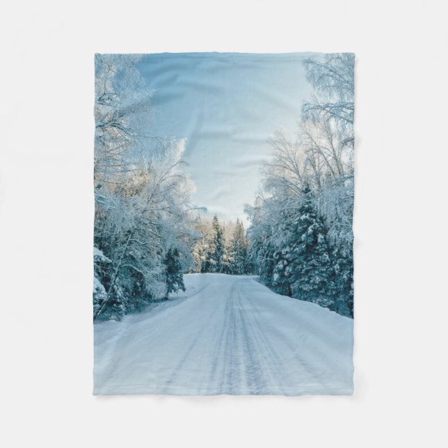 Eis und Schnee | Frozen Winter Road Russland, Sibi Fleecedecke (Vorderseite)