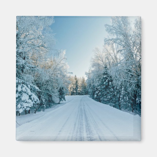 Eis und Schnee | Frozen Winter Road Russland, Sibi Magnet (Vorne)