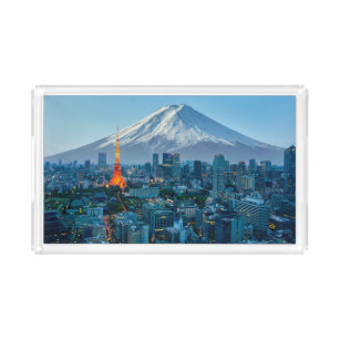Eis und Schnee   Fuji & Tokyo Skyline Acryl Tablett