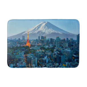 Eis und Schnee Fuji & Tokyo Skyline Badematte