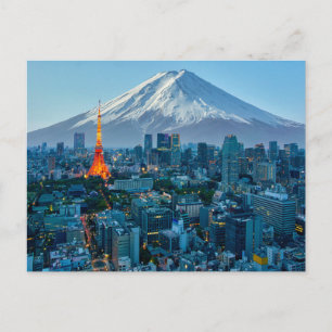Eis und Schnee   Fuji & Tokyo Skyline Postkarte