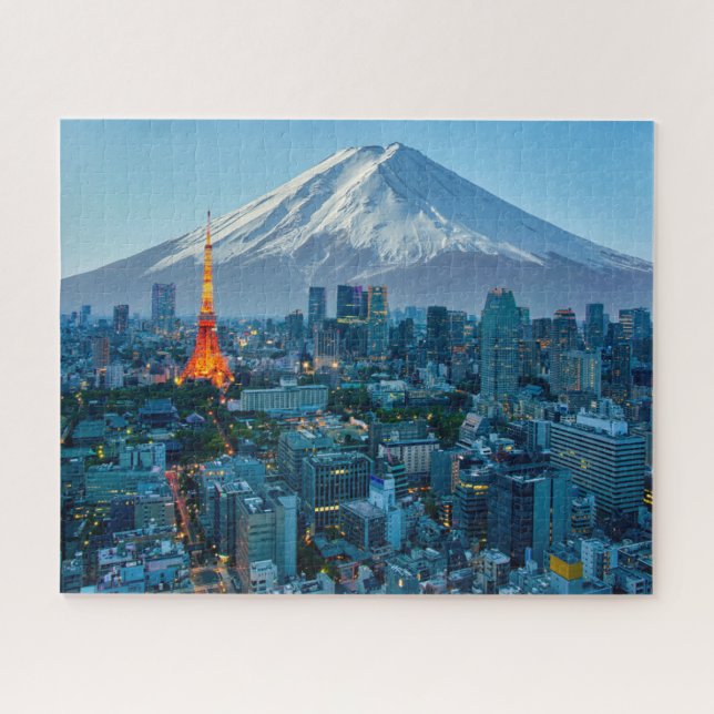 Eis und Schnee | Fuji & Tokyo Skyline Puzzle (Horizontal)