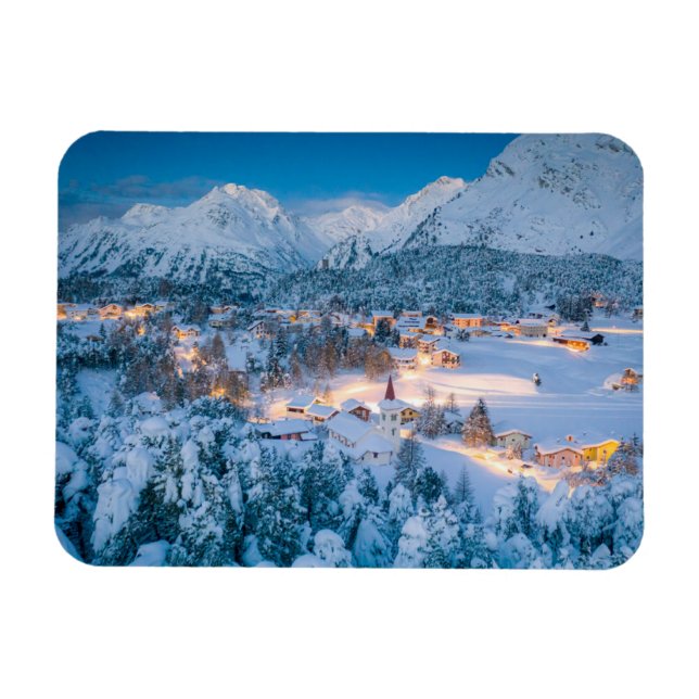 Eis und Schnee | Graubunden, Engadin, Schweiz Magnet (Horizontal)