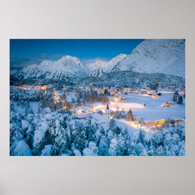 Eis und Schnee | Graubunden, Engadin, Schweiz Poster (Vorne)
