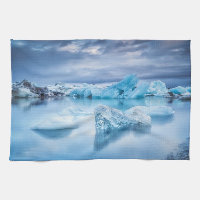 Eis und Schnee | Jokulsarlon Lagoon, Island Geschirrtuch (Horizontal)