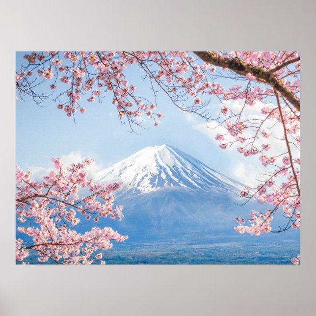 Eis und Schnee | Kirschblüten Berg Fuji Japan Poster (Vorne)