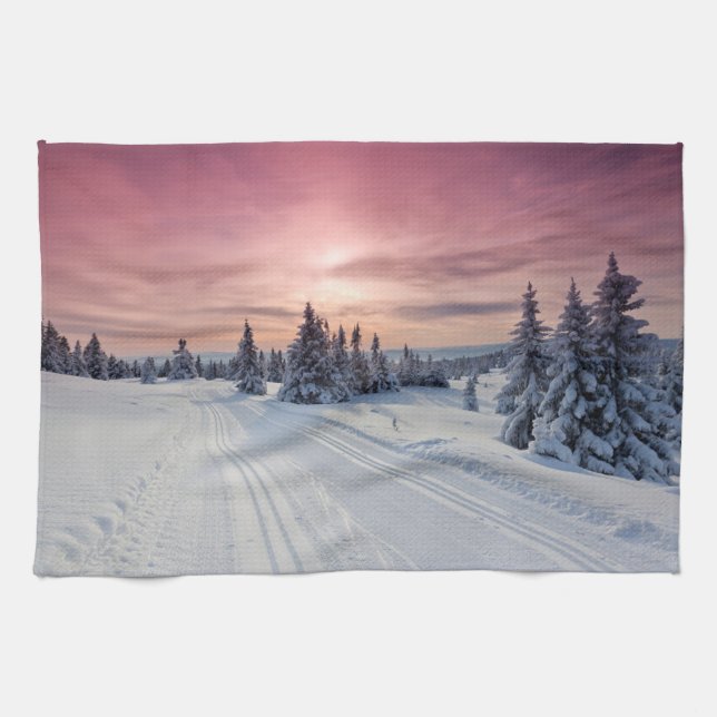 Eis und Schnee | Lillehammer, Norwegen Geschirrtuch (Horizontal)