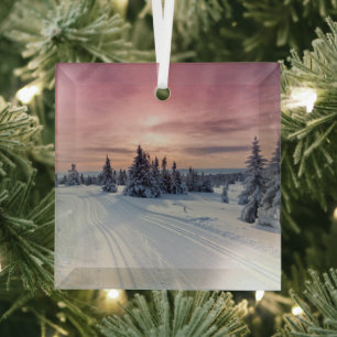 Eis und Schnee   Lillehammer, Norwegen Ornament Aus Glas