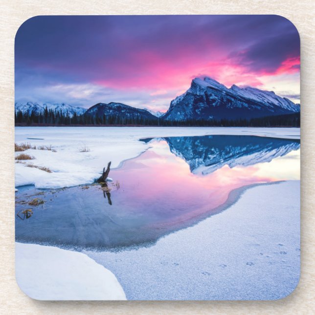 Eis und Schnee | Mt. Rundle, Kanada Getränkeuntersetzer (Vorderseite)