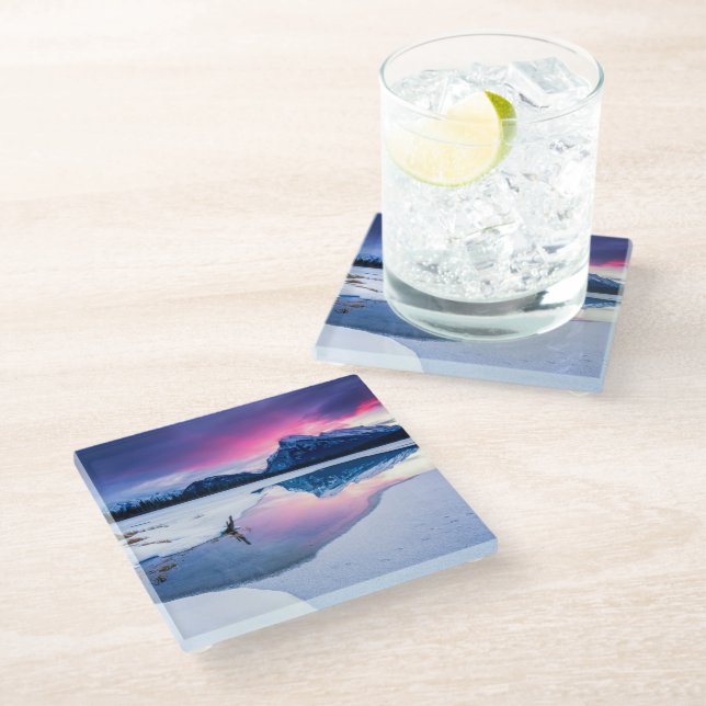 Eis und Schnee | Mt. Rundle, Kanada Glasuntersetzer (Schrägansicht)