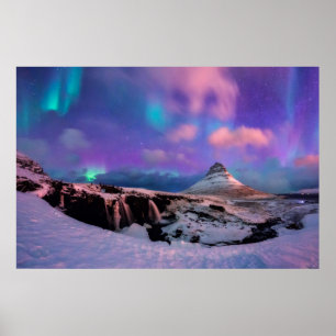 Eis und Schnee   Nordlichter, Kirkjufell Poster