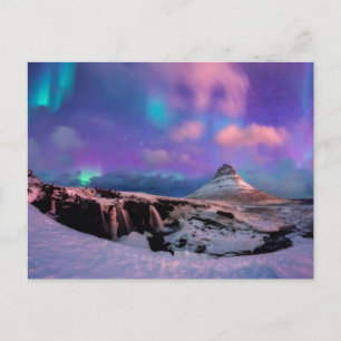 Eis und Schnee   Nordlichter, Kirkjufell Postkarte